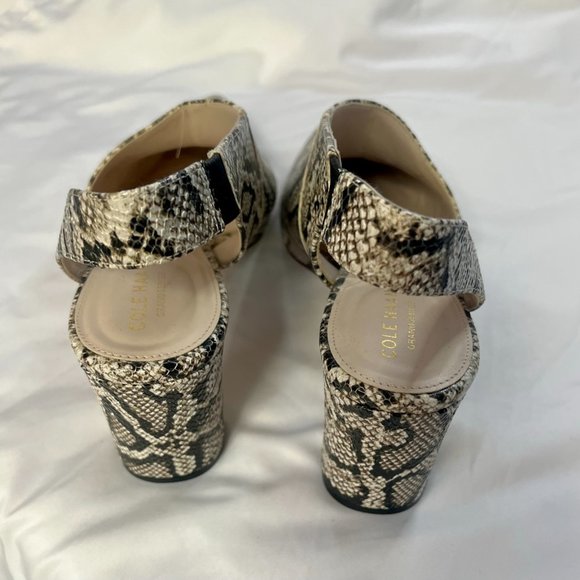 Cole Hann Snake Skin Cross Strap Pumps 8 1/2 - Picture 3 of 6
